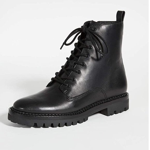 Vince Cabria Lug Combat Leather Boots size 6M Black - Picture 2 of 10